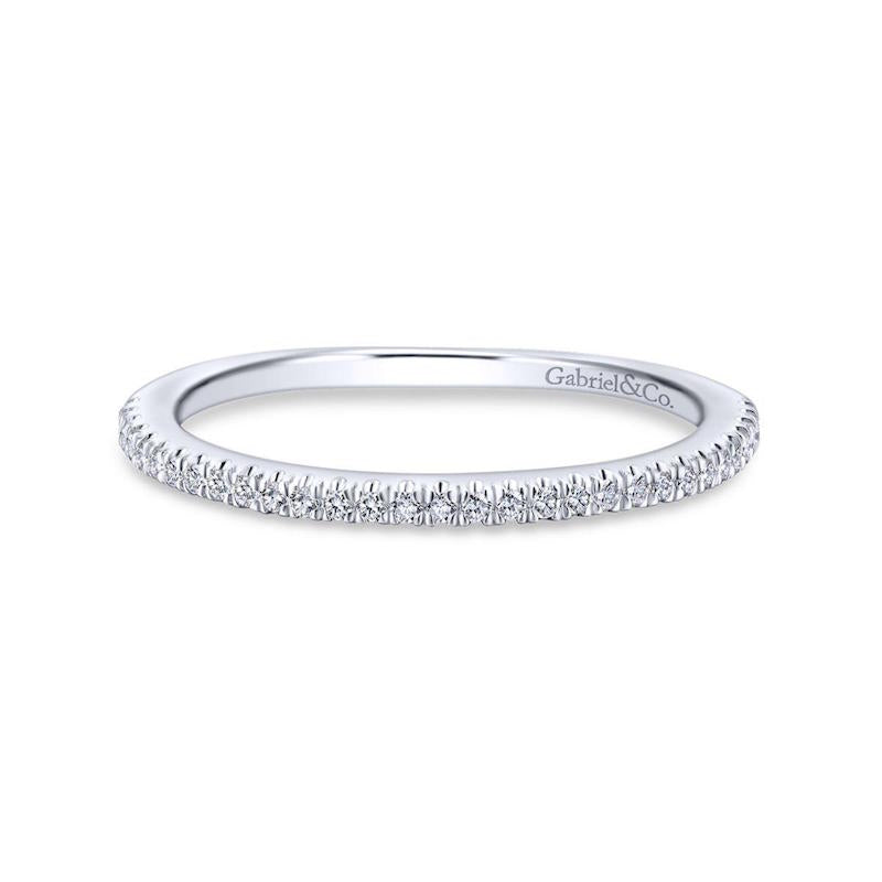 Gabriel & Co. 14k White Gold Contemporary Curved Wedding Band