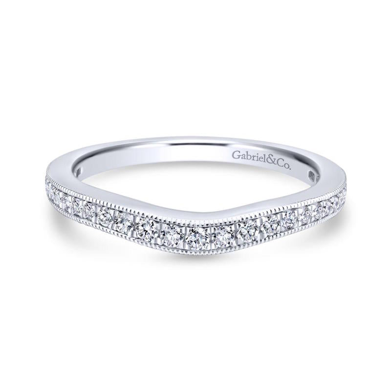 Gabriel & Co. 14k White Gold Victorian Curved Wedding Band