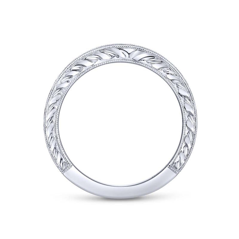 Gabriel & Co. 14k White Gold Victorian Diamond Wedding Band