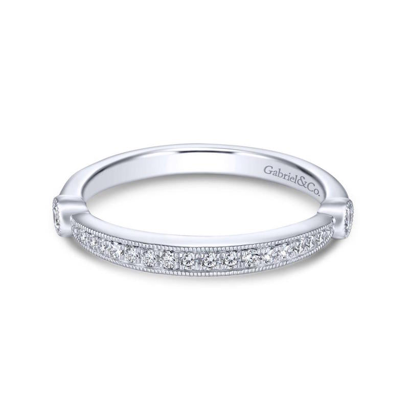 Gabriel & Co. 14k White Gold Contemporary Diamond Wedding Band