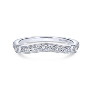 Gabriel & Co. 14k White Gold Victorian Curved Wedding Band