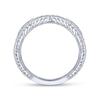 Gabriel & Co. 14k White Gold Victorian Curved Wedding Band