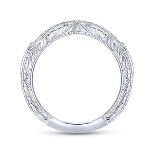 Gabriel & Co. 14k White Gold Victorian Curved Wedding Band