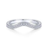 Gabriel & Co. 14k White Gold Victorian Curved Wedding Band