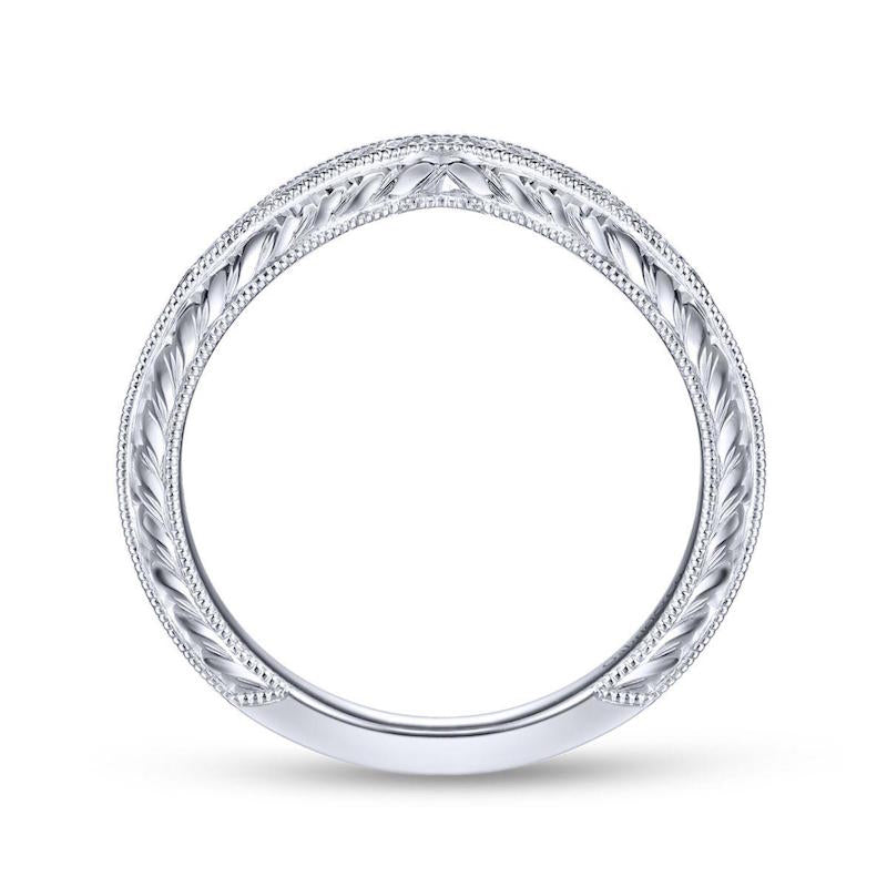 Gabriel & Co. 14k White Gold Victorian Curved Wedding Band