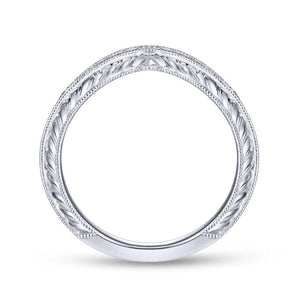 Gabriel & Co. 14k White Gold Victorian Curved Wedding Band