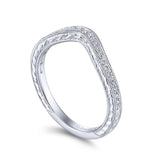 Gabriel & Co. 14k White Gold Victorian Curved Wedding Band