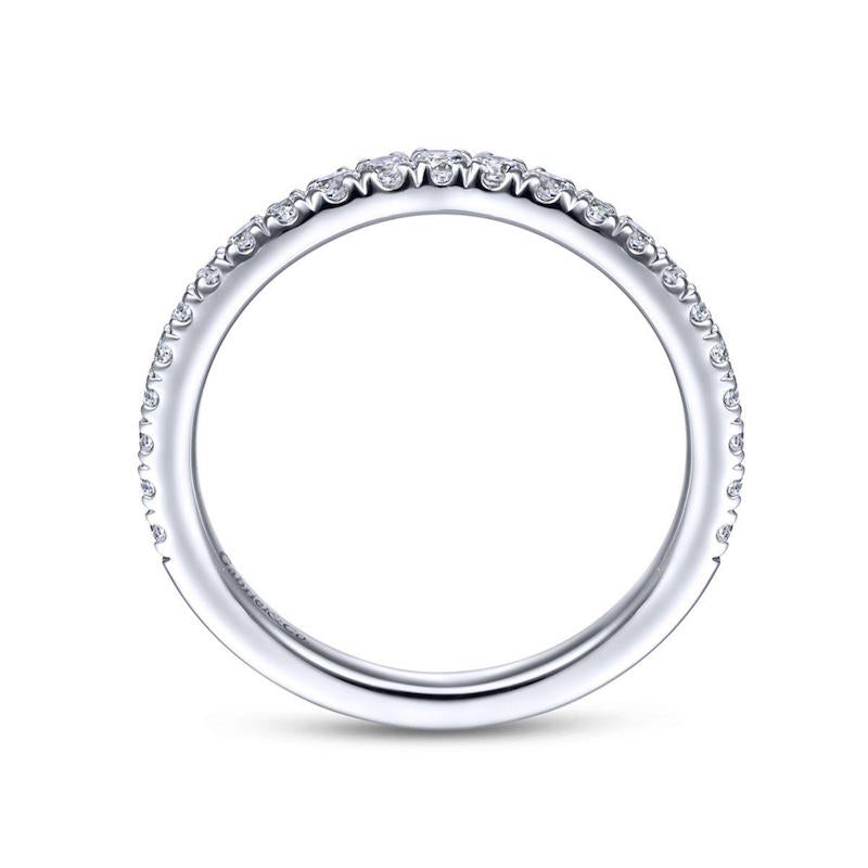 Gabriel & Co. 14k White Gold Contemporary Curved Wedding Band