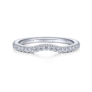 Gabriel & Co. 14k White Gold Contemporary Curved Wedding Band