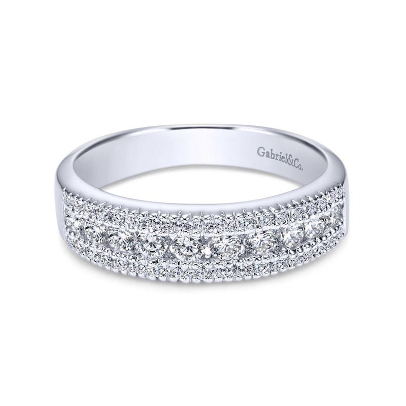 Gabriel & Co. 14k White Gold Contemporary Diamond Wedding Band