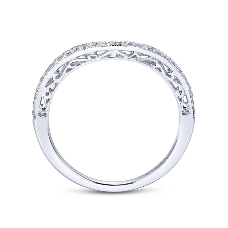 Gabriel & Co. 14k White Gold Victorian Curved Wedding Band