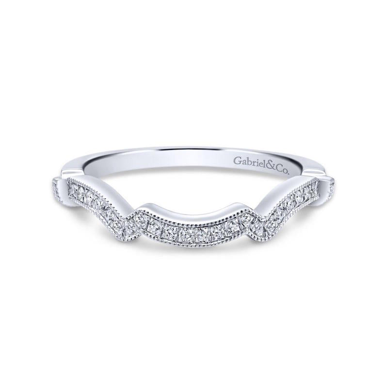 Gabriel & Co. 14k White Gold Victorian Curved Wedding Band