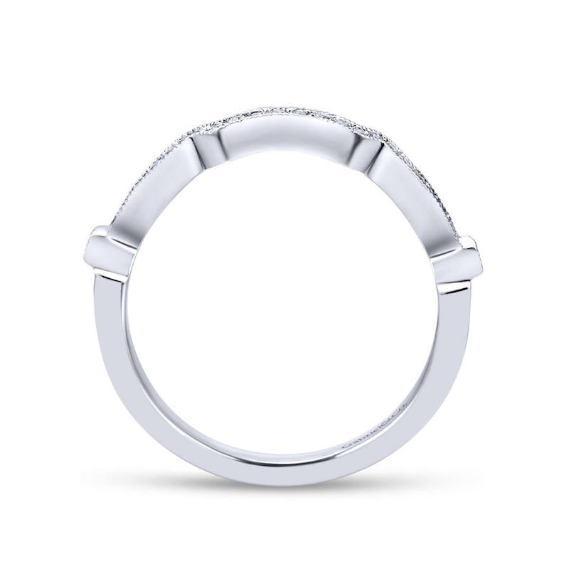 Gabriel & Co. 14k White Gold Victorian Curved Wedding Band