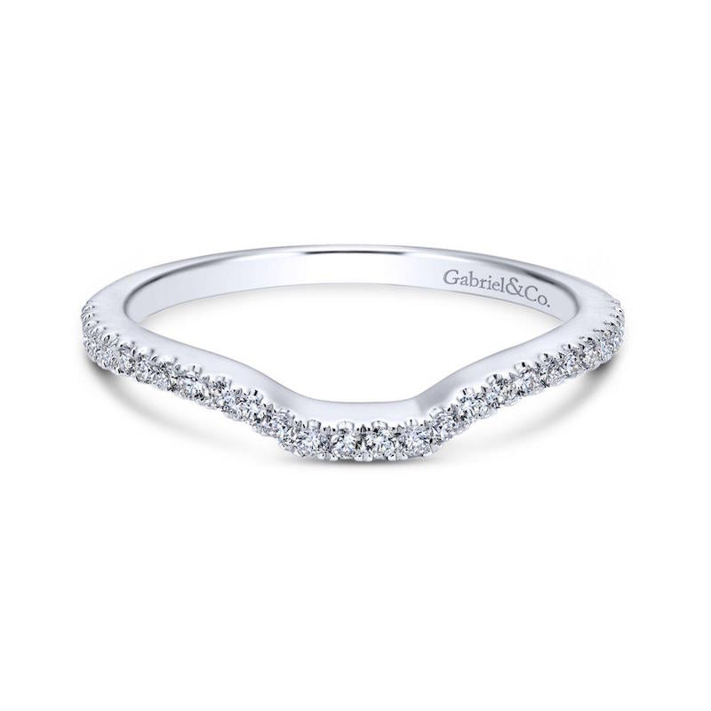 Gabriel & Co. 18k White Gold Contemporary Curved Wedding Band