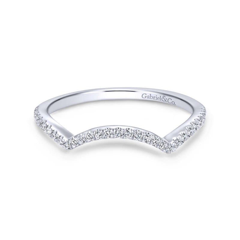 Gabriel & Co. 14k White Gold Contemporary Curved Wedding Band