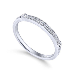 Gabriel & Co. 14k White Gold Victorian Diamond Wedding Band