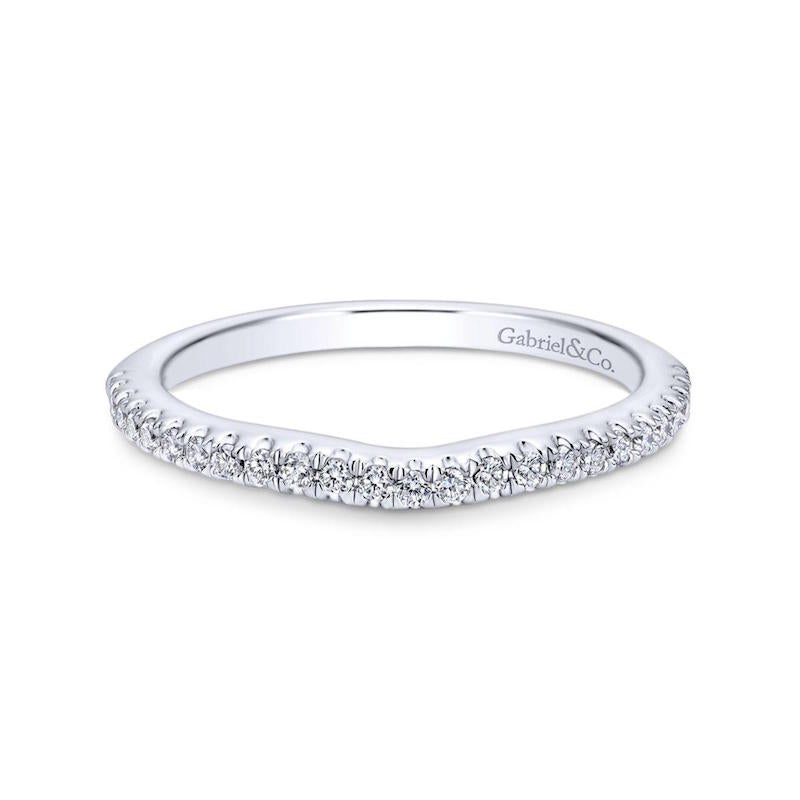 Gabriel & Co. 14k White Gold Contemporary Curved Wedding Band