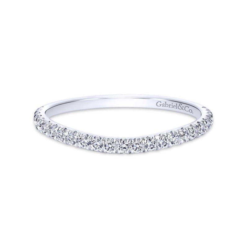 Gabriel & Co. 14k White Gold Contemporary Curved Wedding Band