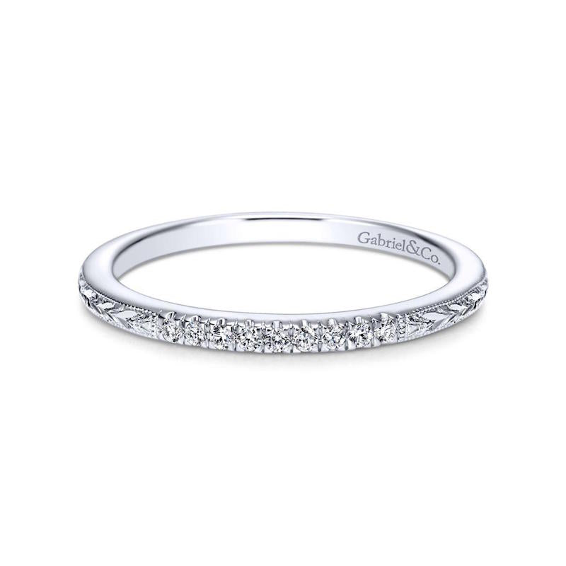 Gabriel & Co. 14k White Gold Victorian Diamond Wedding Band