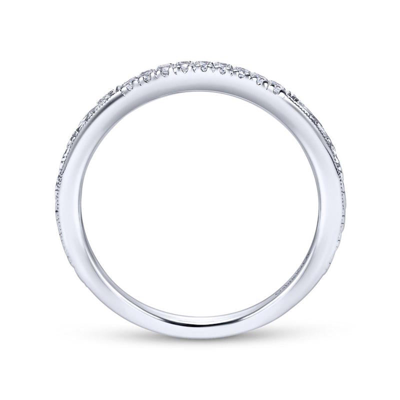 Gabriel & Co. 14k White Gold Victorian Diamond Wedding Band