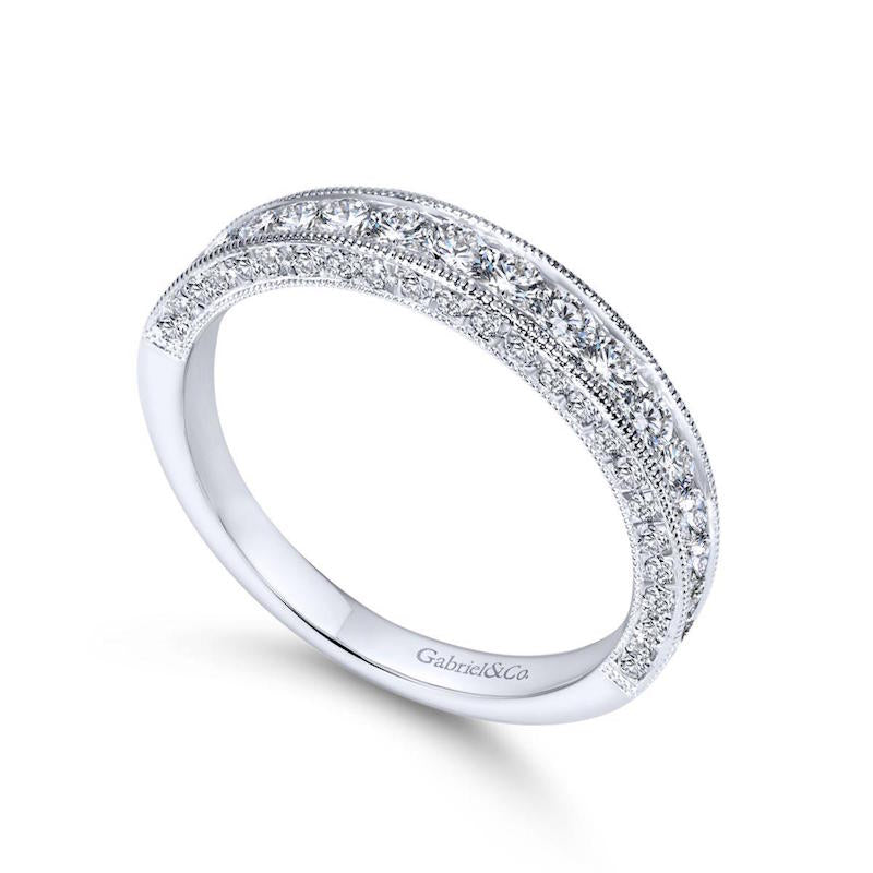 Gabriel & Co. 14k White Gold Victorian Diamond Wedding Band