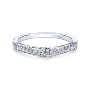 Gabriel & Co. 14k White Gold Victorian Curved Wedding Band