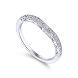 Gabriel & Co. 14k White Gold Victorian Curved Wedding Band